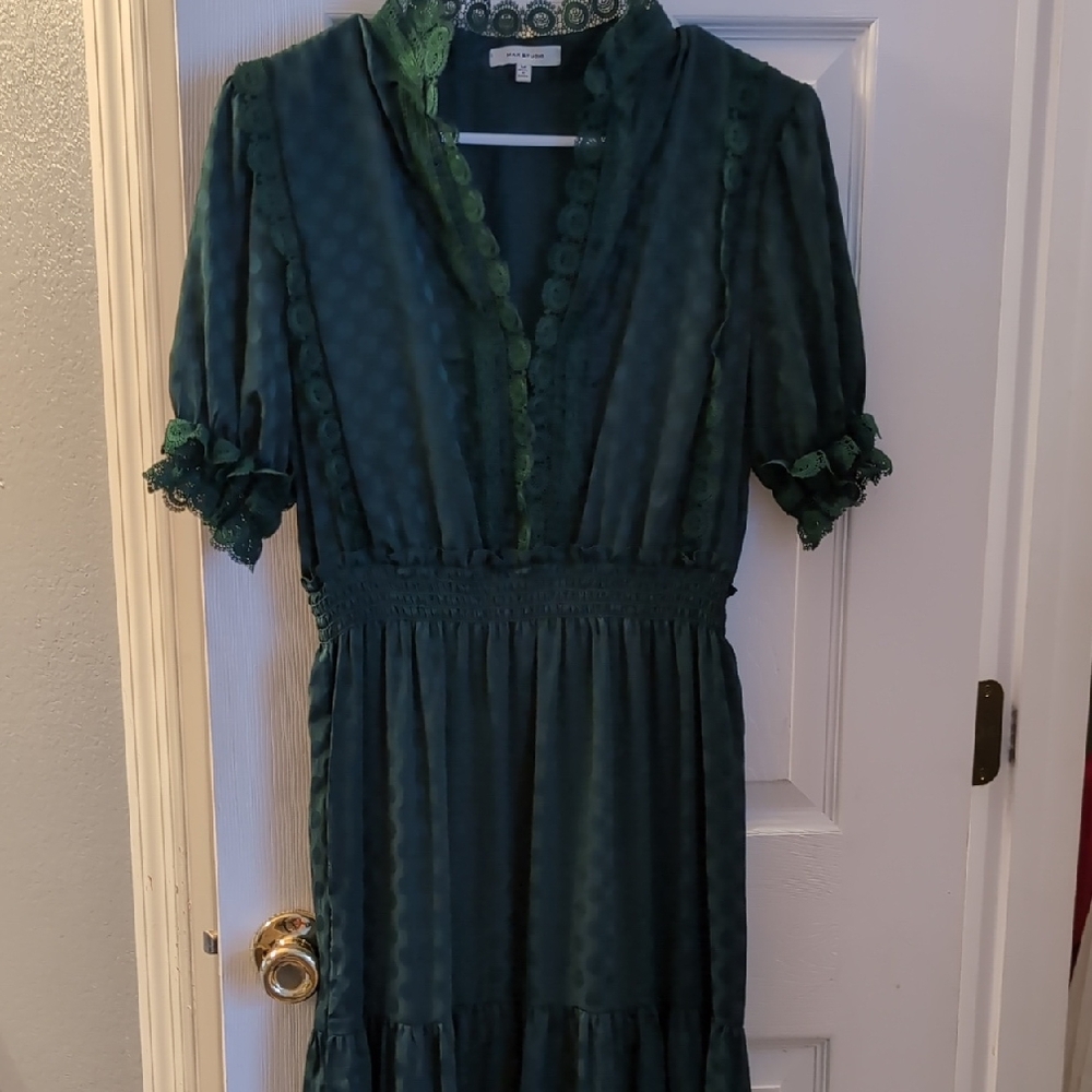 Max Studio Forest Green Lace Detail Dress